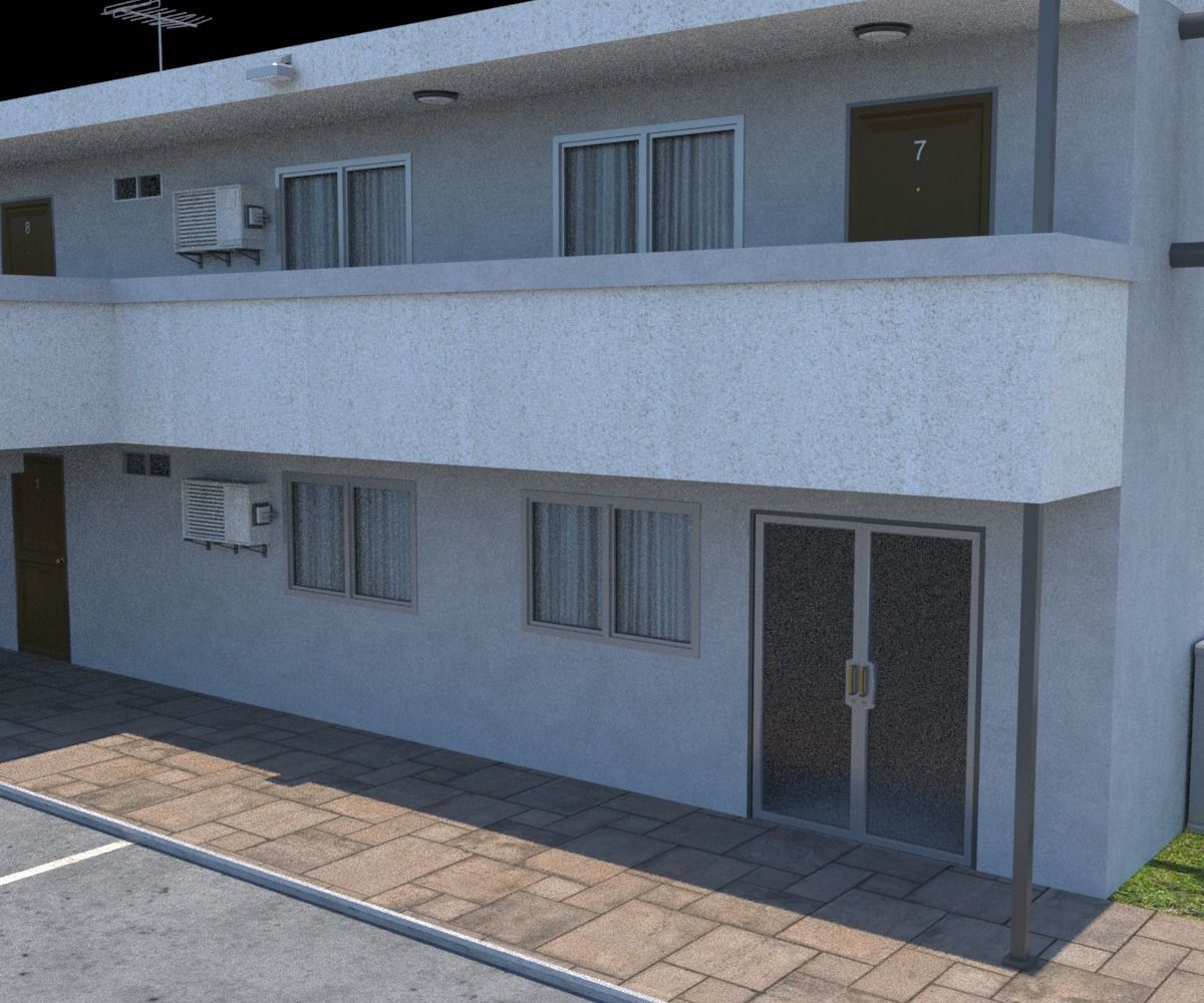 Classic Motel Low-poly 3D model_6