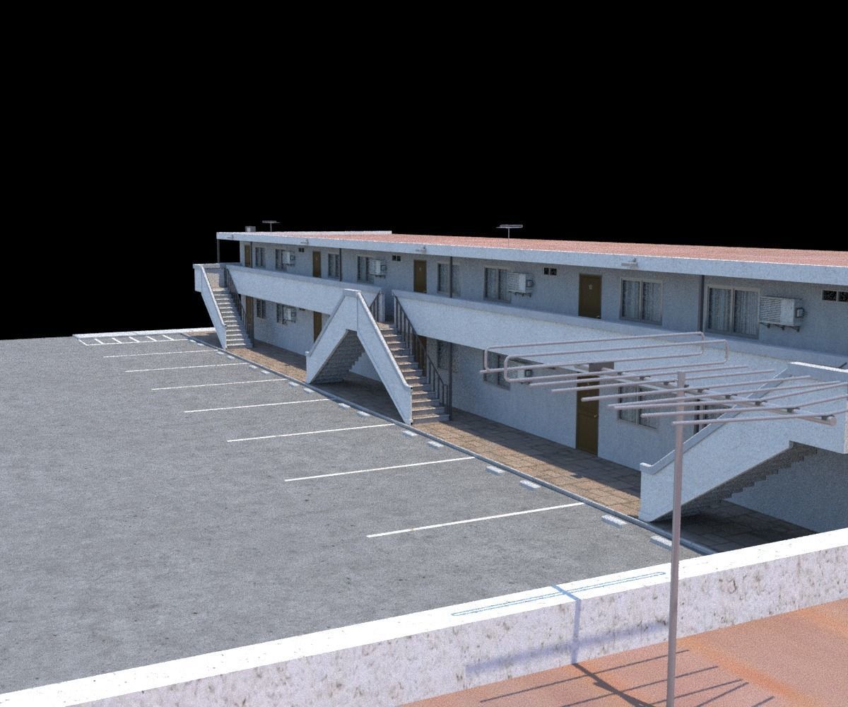 Classic Motel Low-poly 3D model_11
