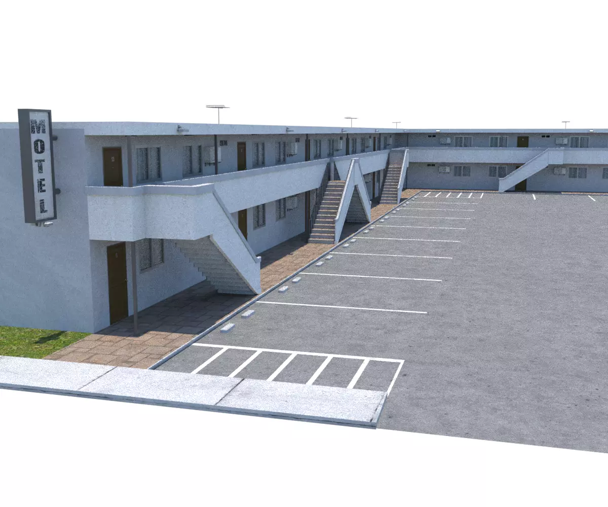 Classic Motel Low-poly 3D model_0