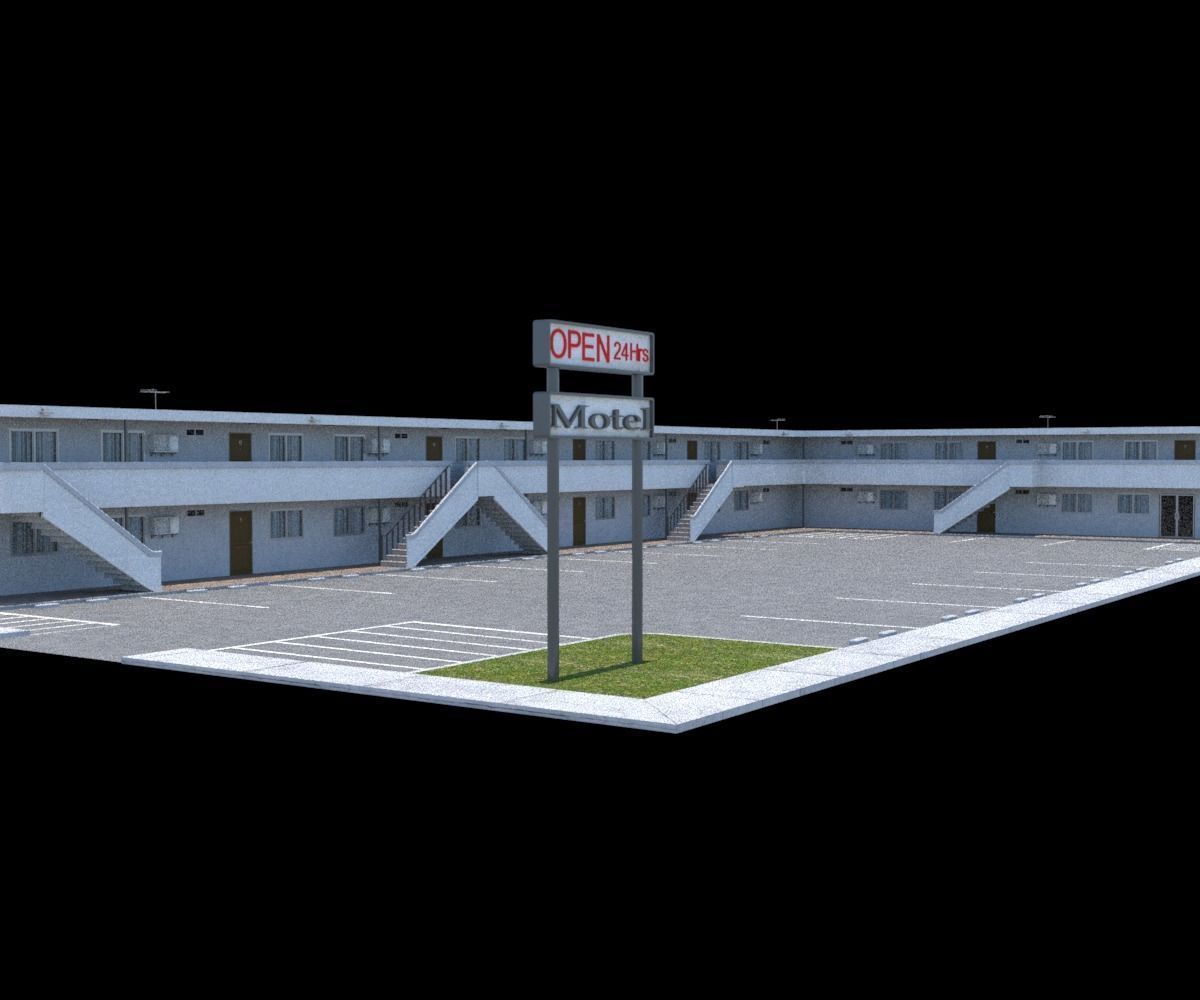Classic Motel Low-poly 3D model_7