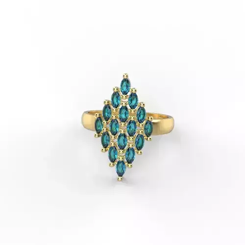 Women ring with gems marquise cut 3dm stl