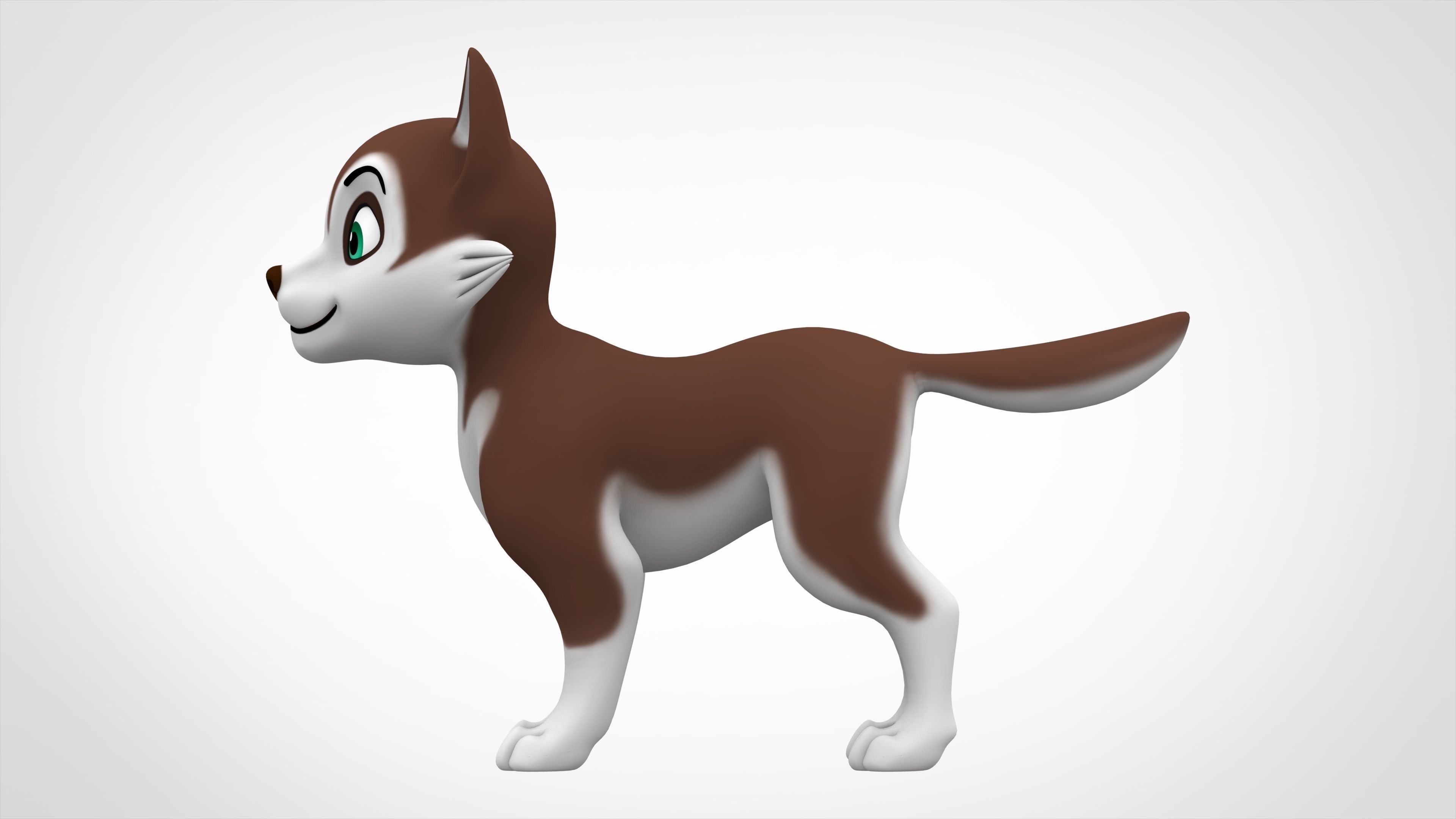 Husky Puppy Low-poly 3D model_2