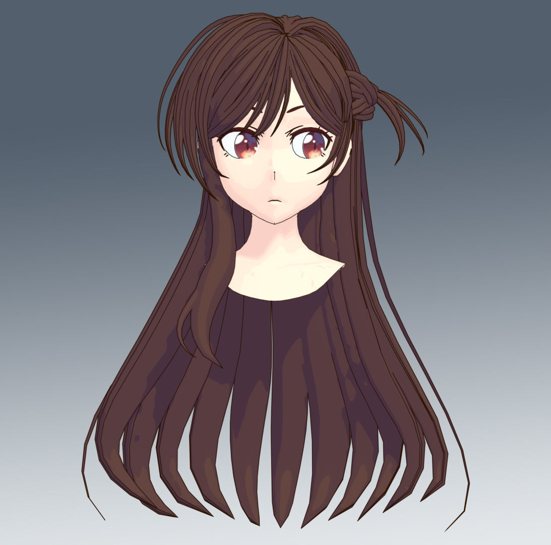 Chizuru Ichinose Hairstyle 3D model_1