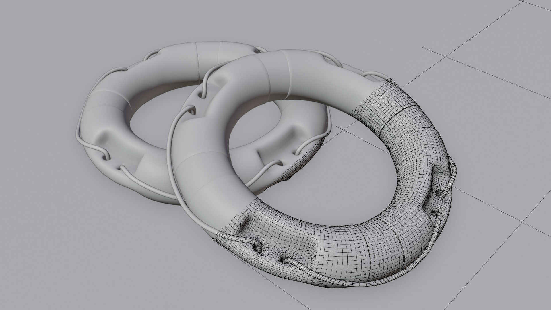Lifebuoy Ring Life Preserver Low-poly 3D model_11