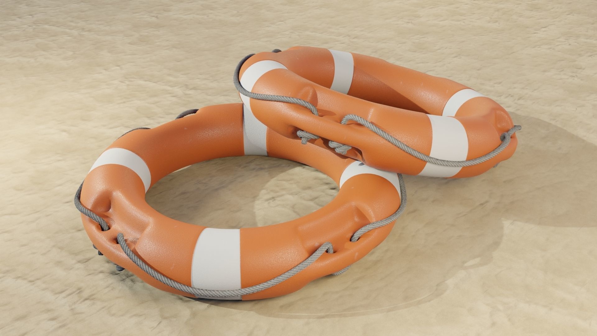 Lifebuoy Ring Life Preserver Low-poly 3D model_5