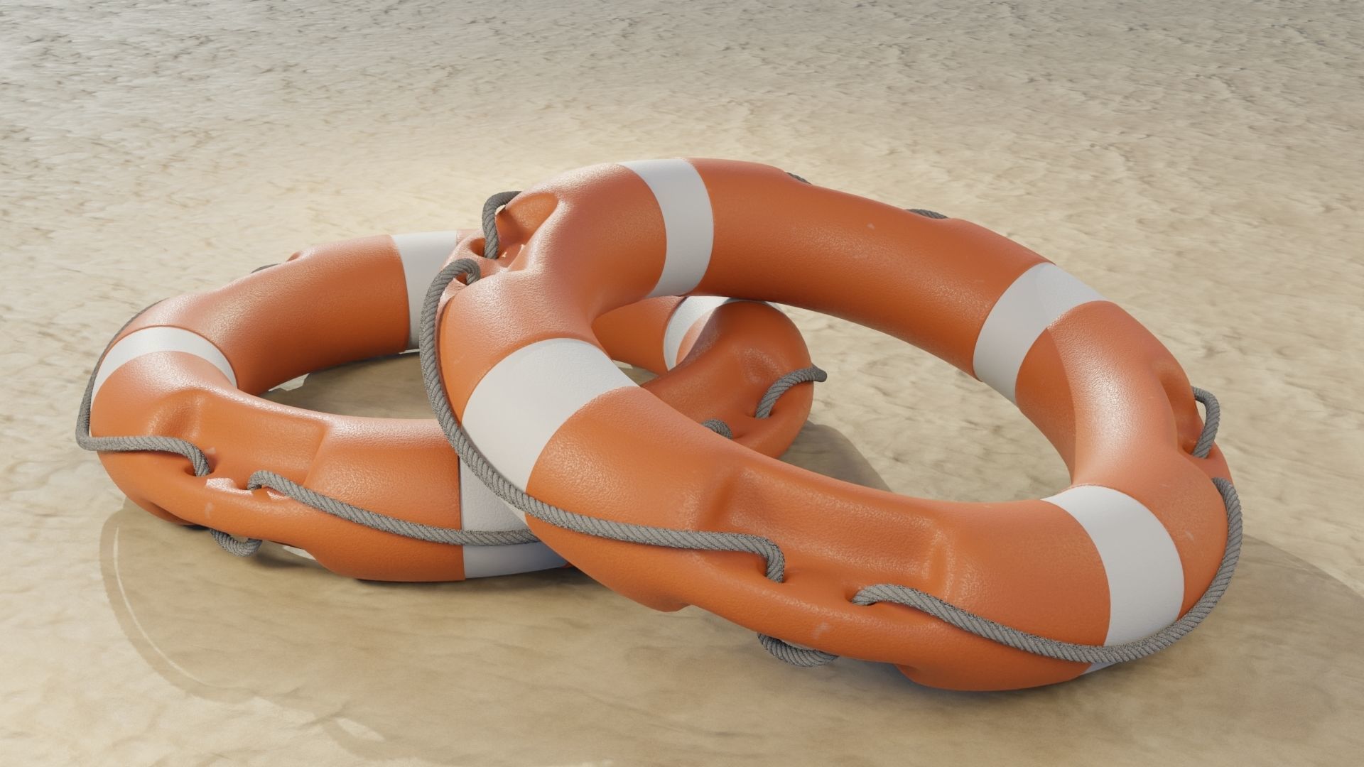Lifebuoy Ring Life Preserver Low-poly 3D model_6
