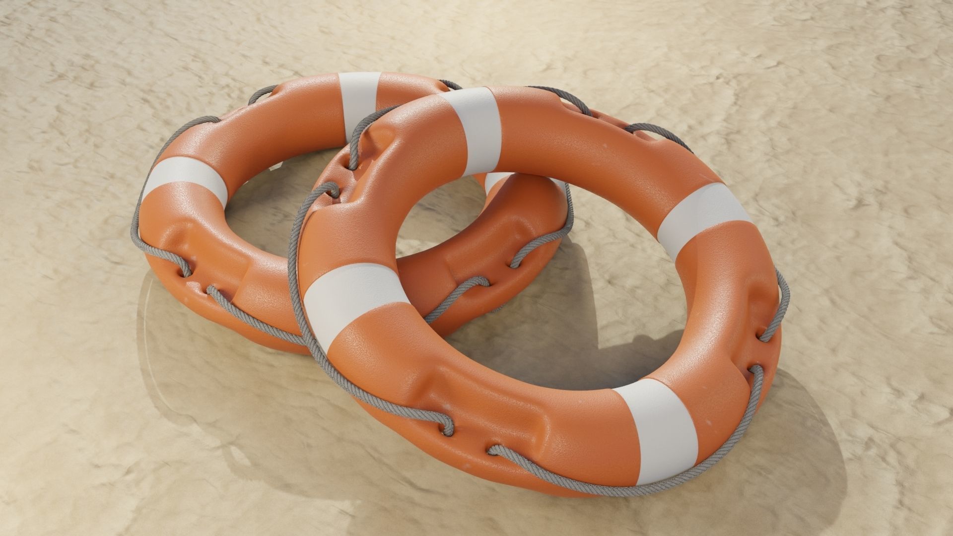Lifebuoy Ring Life Preserver Low-poly 3D model_7