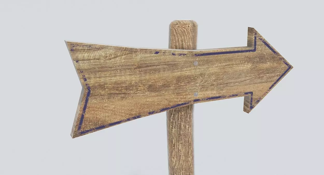 Signpost8 wooden sign with arrow Low-poly 3D model_0