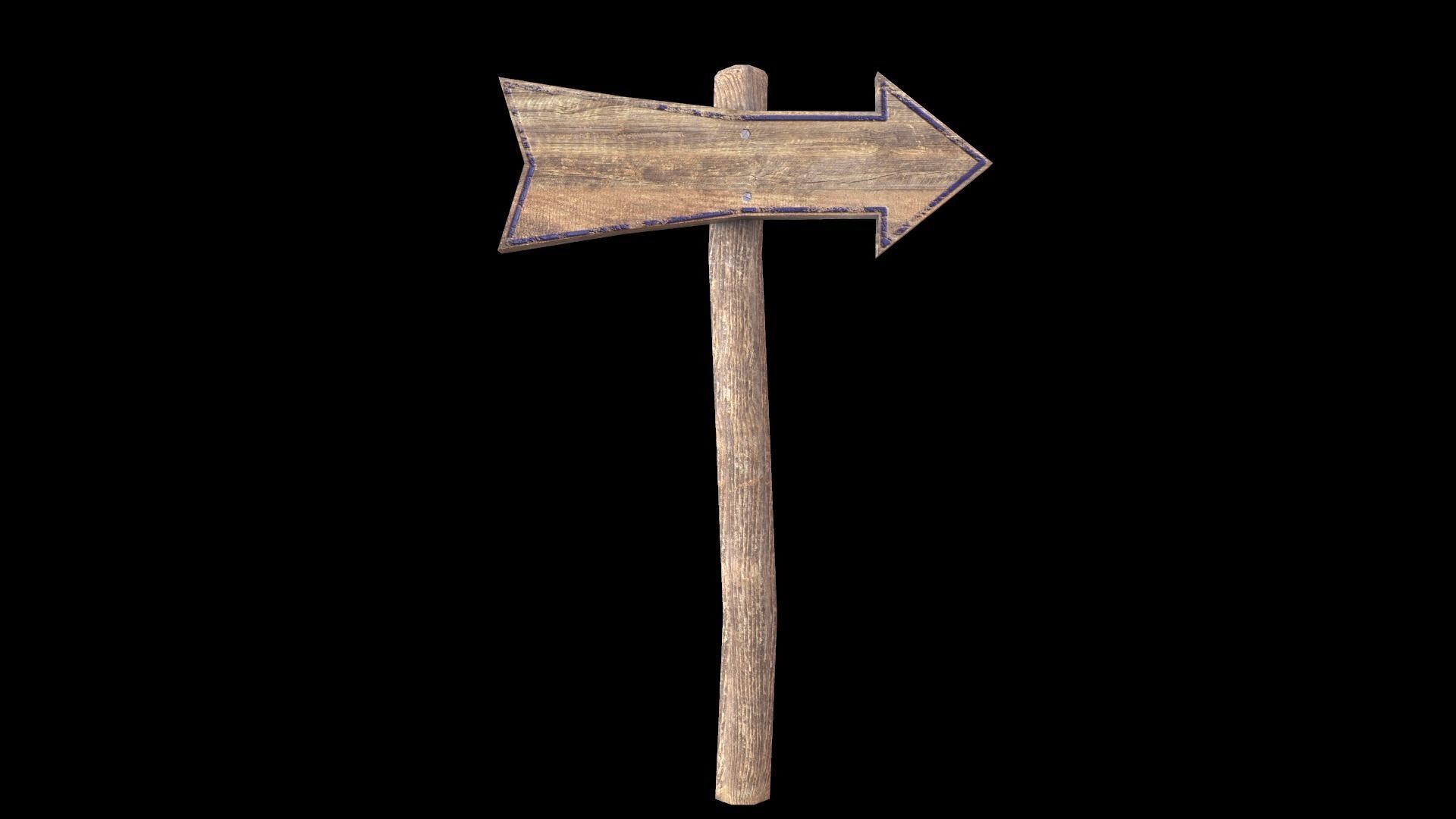 Signpost8 wooden sign with arrow Low-poly 3D model_3