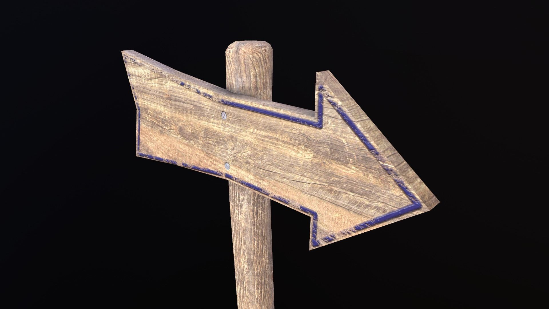 Signpost8 wooden sign with arrow Low-poly 3D model_2