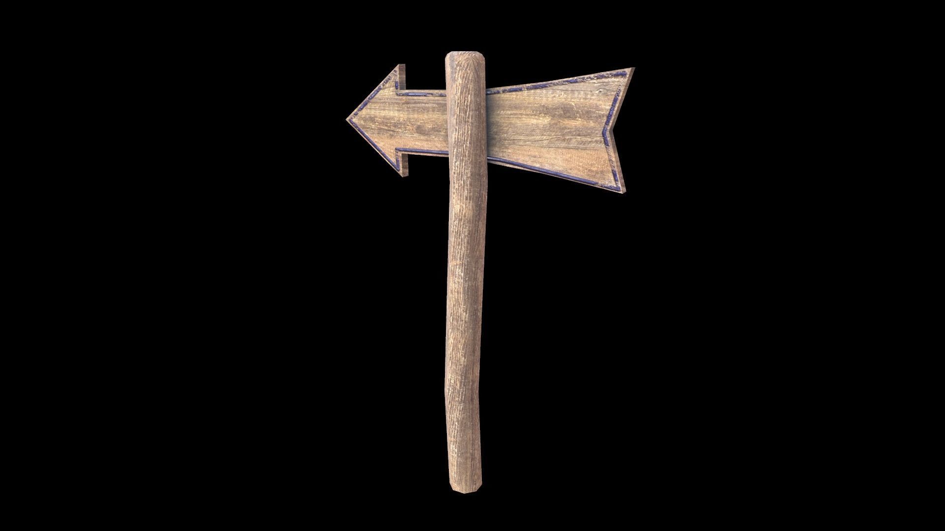 Signpost8 wooden sign with arrow Low-poly 3D model_4