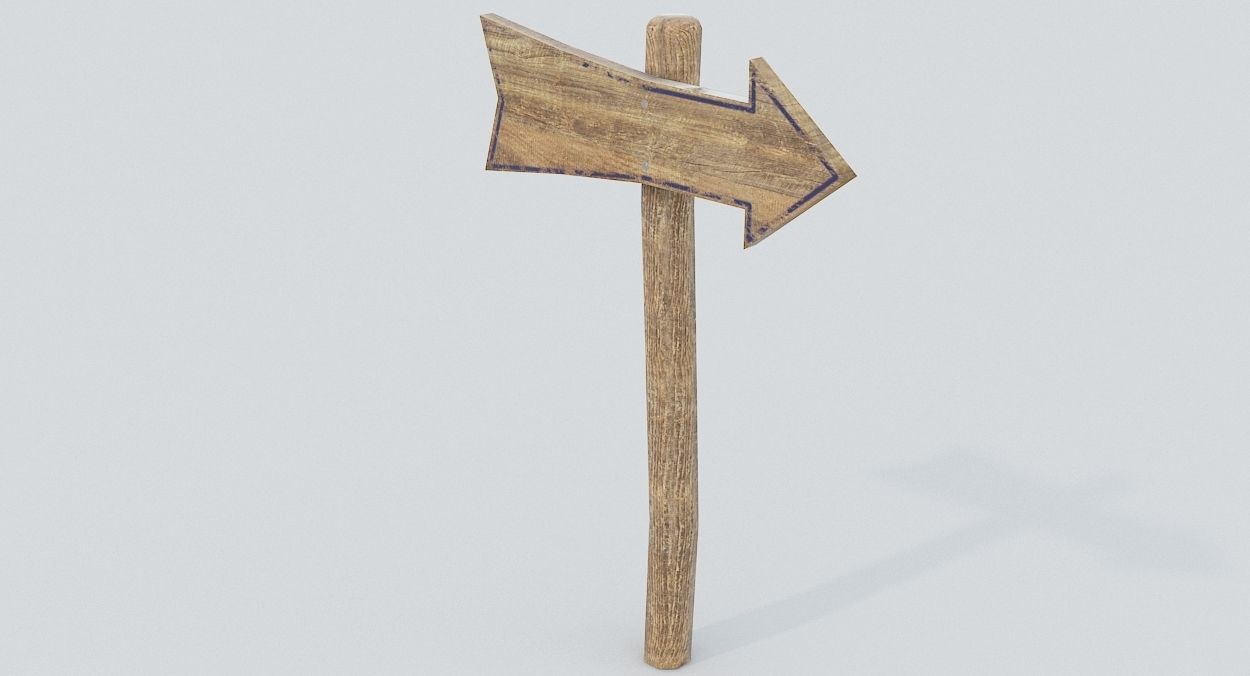 Signpost8 wooden sign with arrow Low-poly 3D model_1