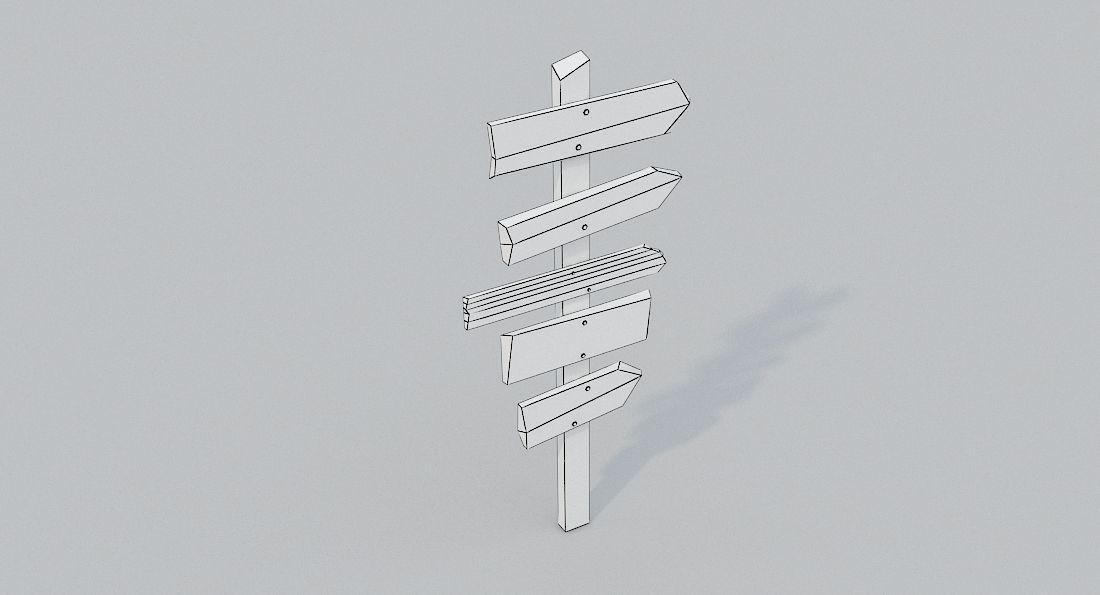 Colored Signpost Low-poly 3D model_6