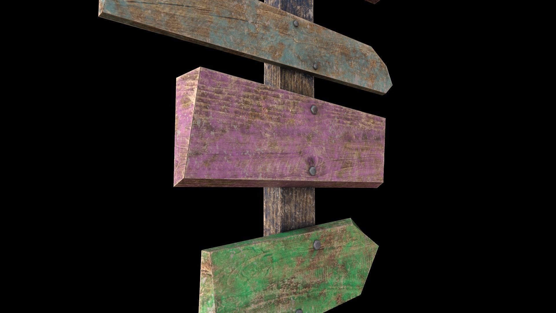 Colored Signpost Low-poly 3D model_2