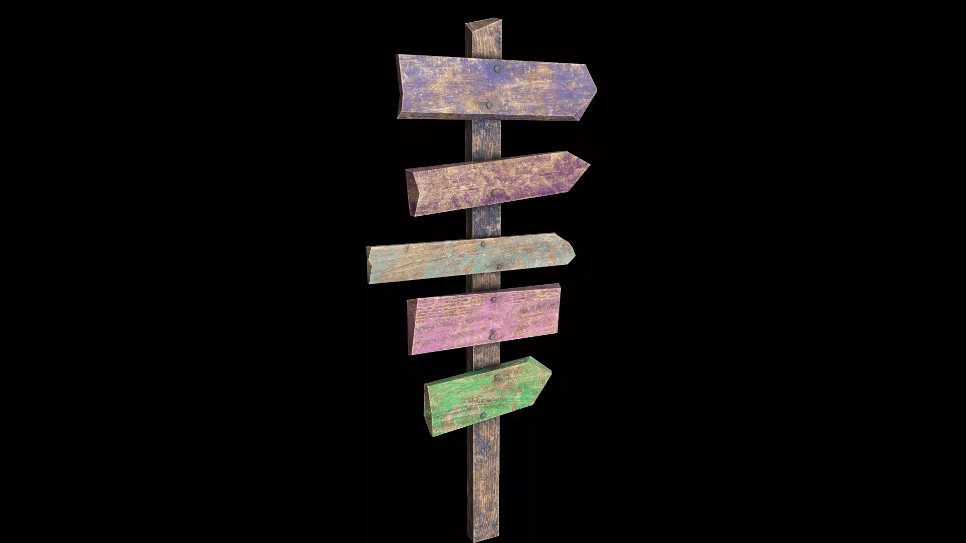 Colored Signpost Low-poly 3D model_0