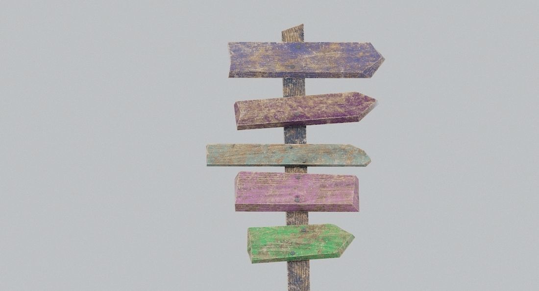 Colored Signpost Low-poly 3D model_4