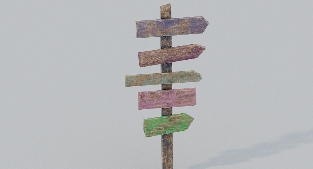 Colored Signpost Low-poly 3D model_3