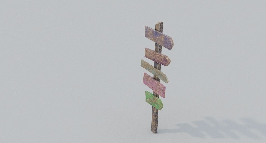 Colored Signpost Low-poly 3D model_5