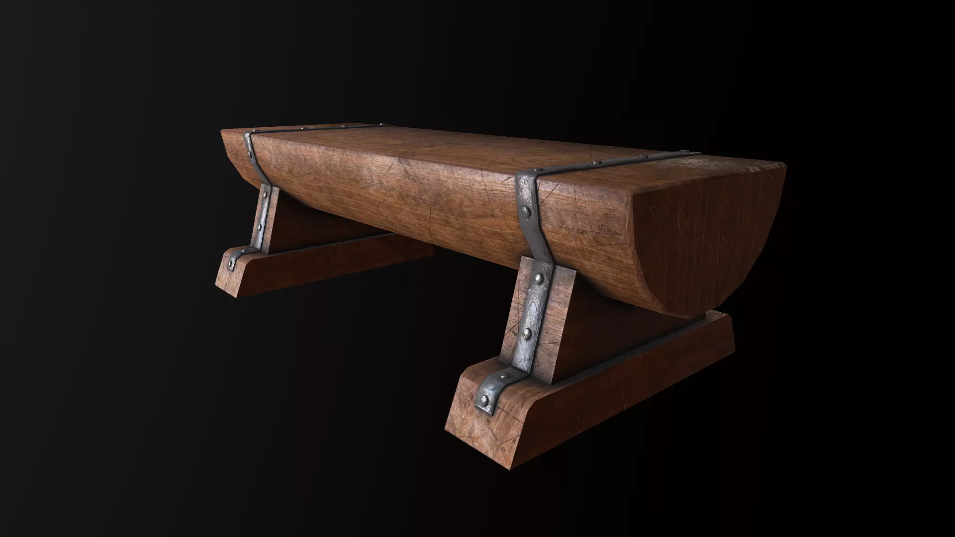 Wooden Bench  Low-poly 3D model_0
