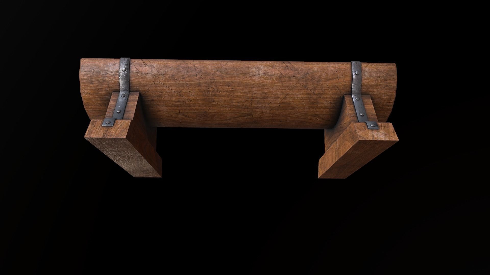 Wooden Bench  Low-poly 3D model_8