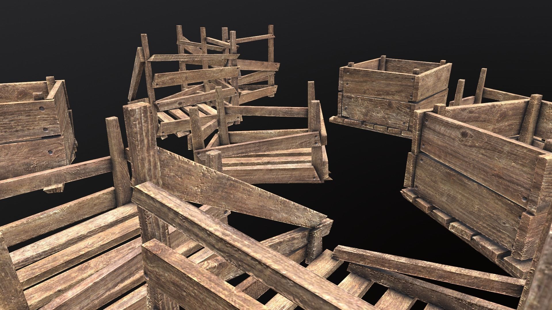 Wooden Crates Low-poly 3D model_7