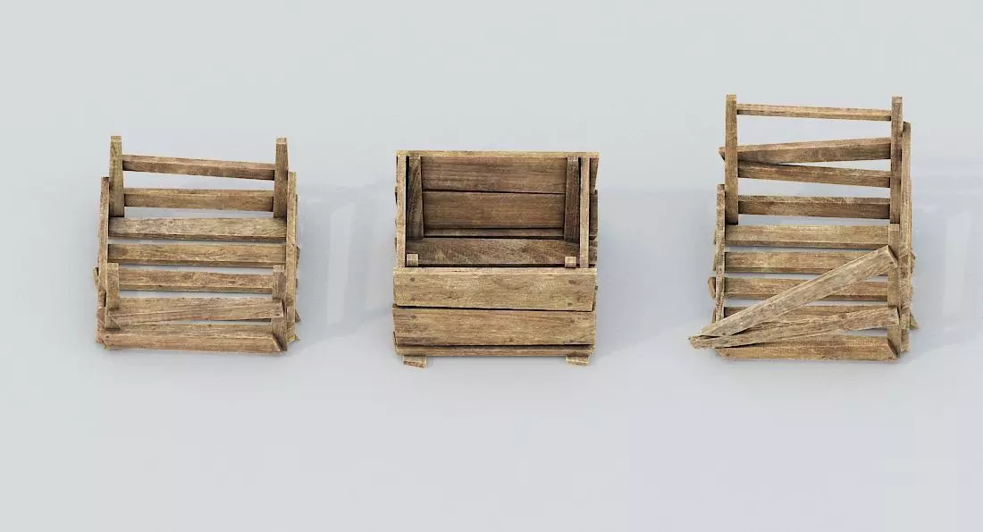 Wooden Crates Low-poly 3D model_0