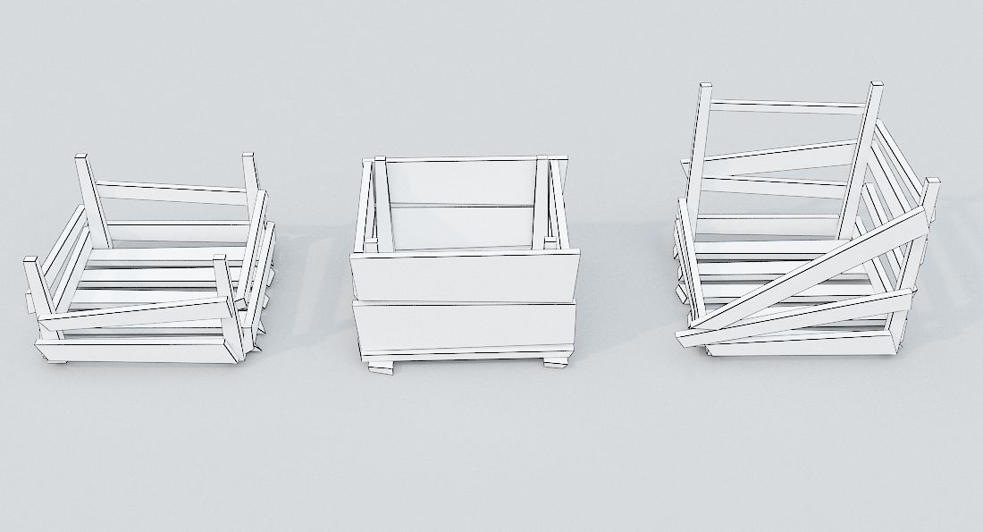 Wooden Crates Low-poly 3D model_8