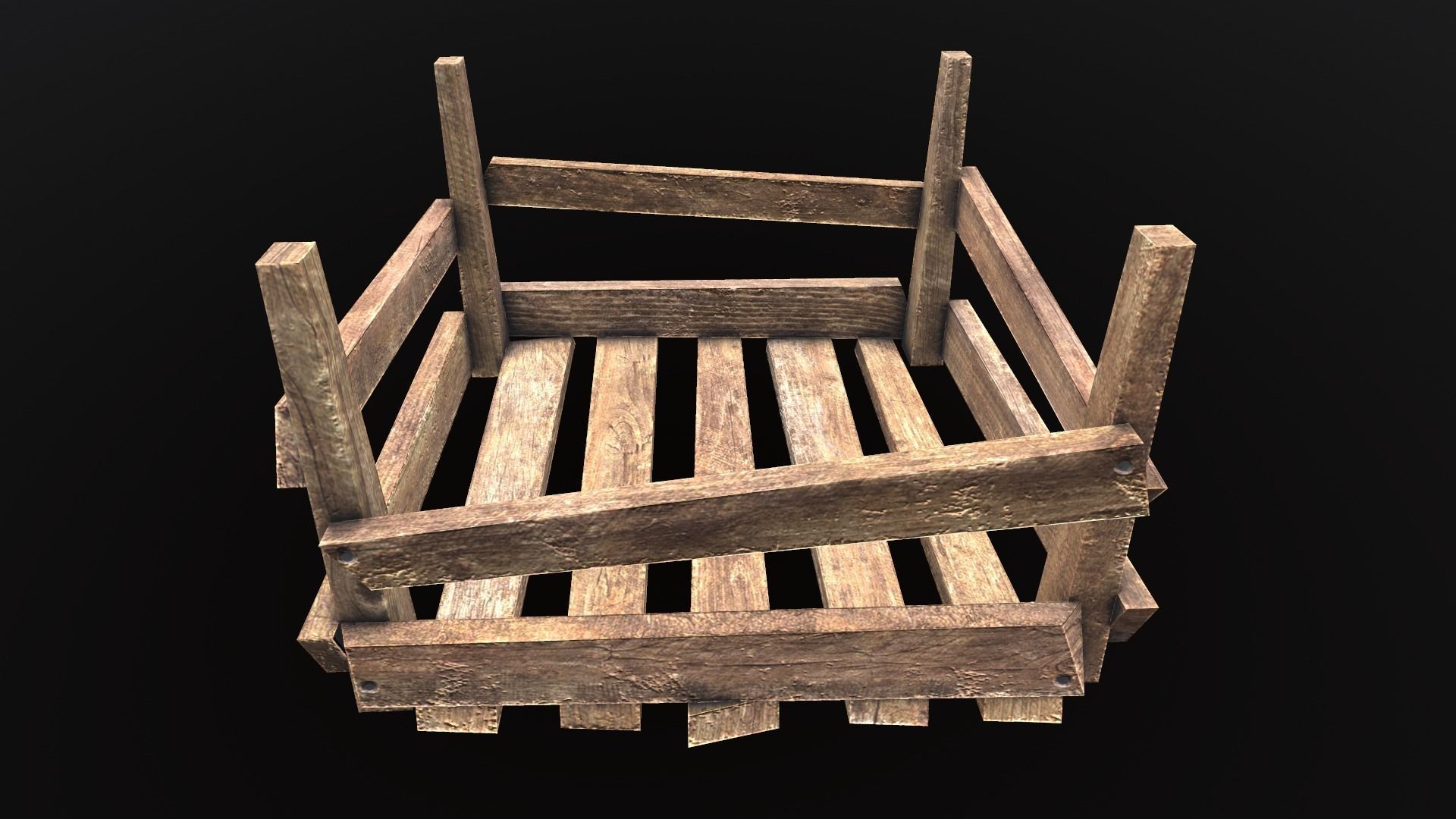 Wooden Crates Low-poly 3D model_1