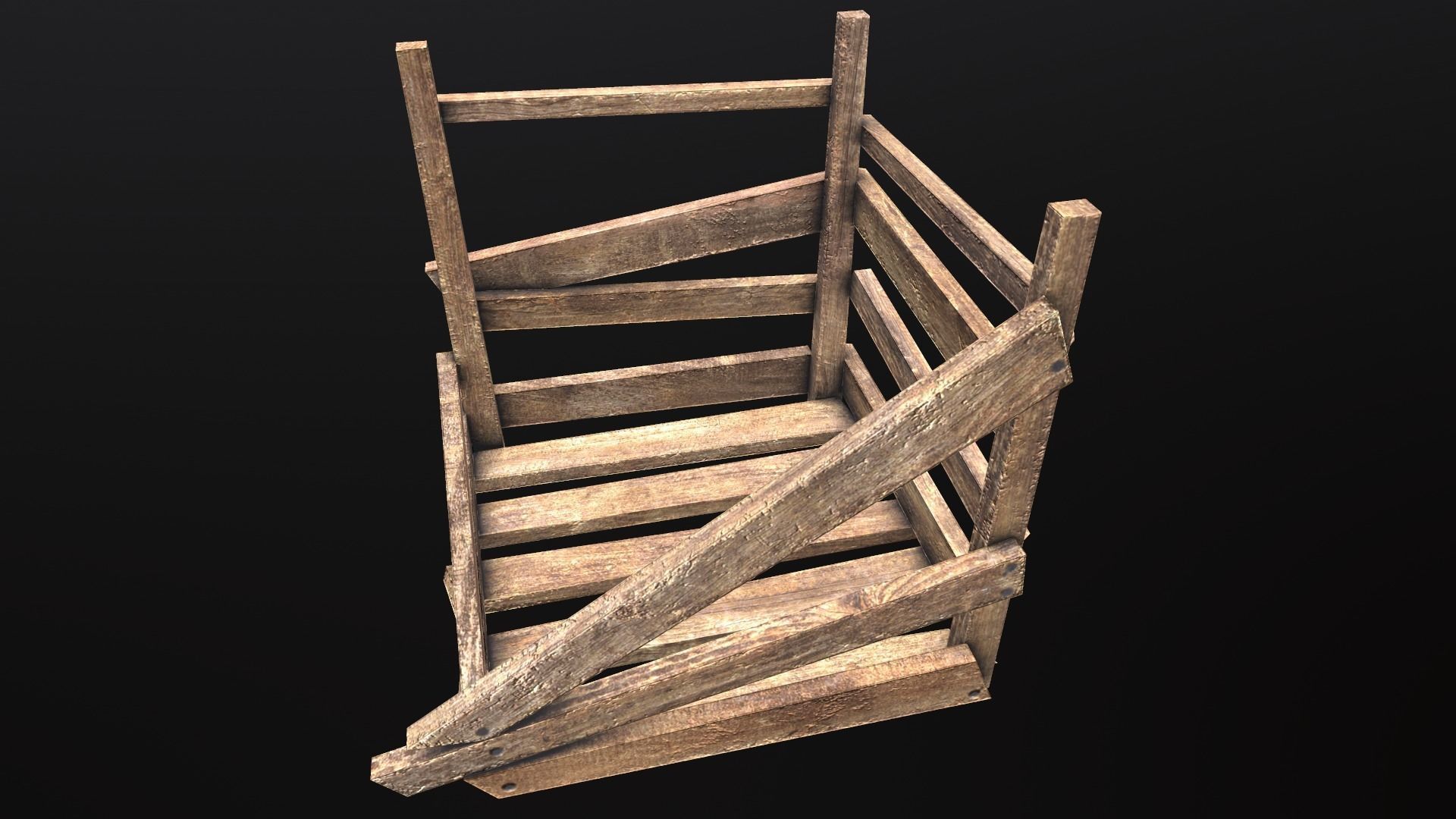 Wooden Crates Low-poly 3D model_2