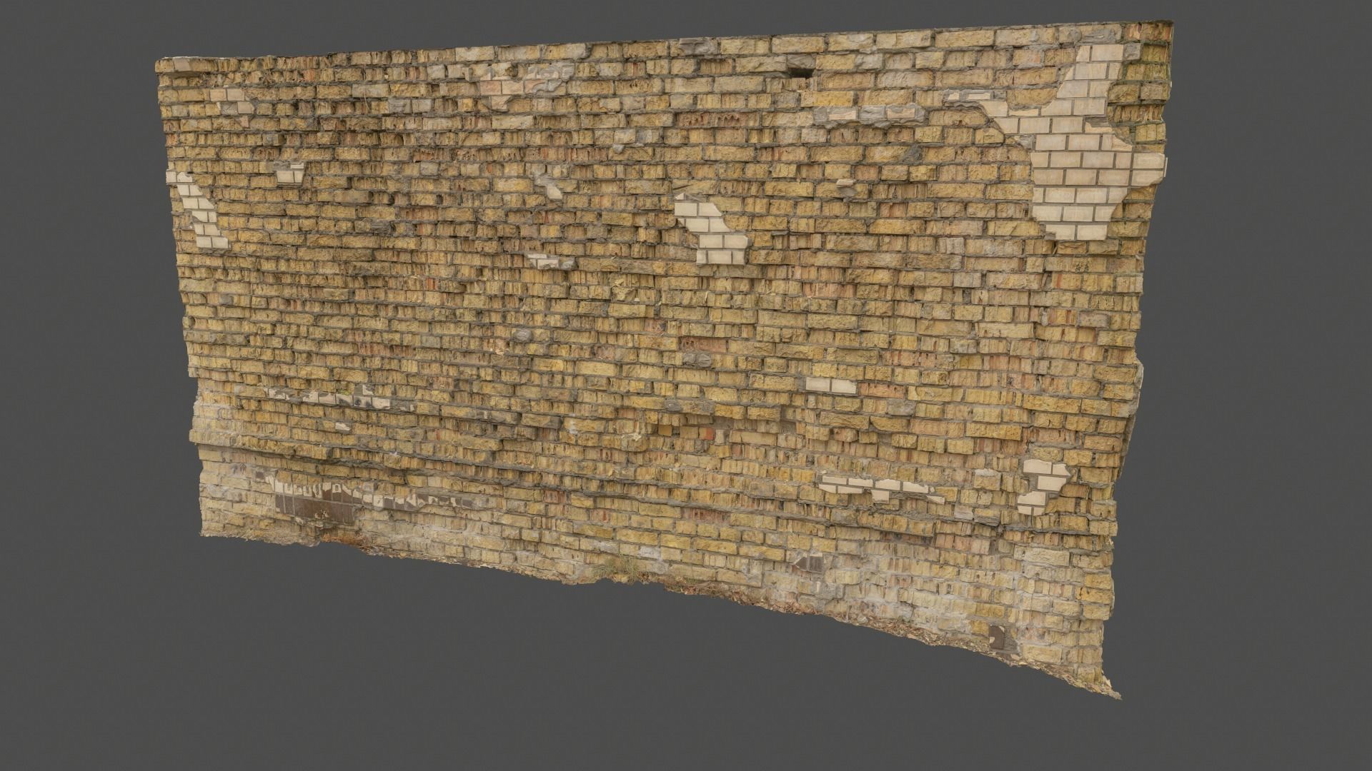 Brick Wall Crashed with Highpoly Scanned 3D model_2