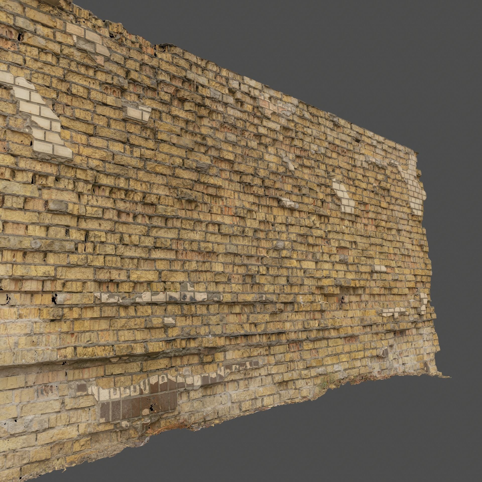 Brick Wall Crashed with Highpoly Scanned 3D model_6