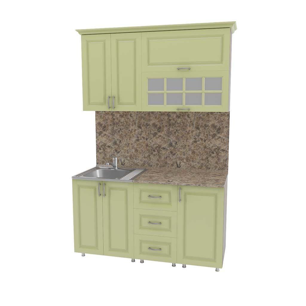 Kitchen cabinet with granite counter top 3D model_1