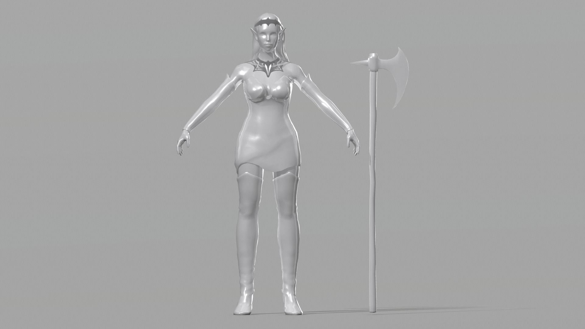 Elf Girl Low-poly 3D model_12