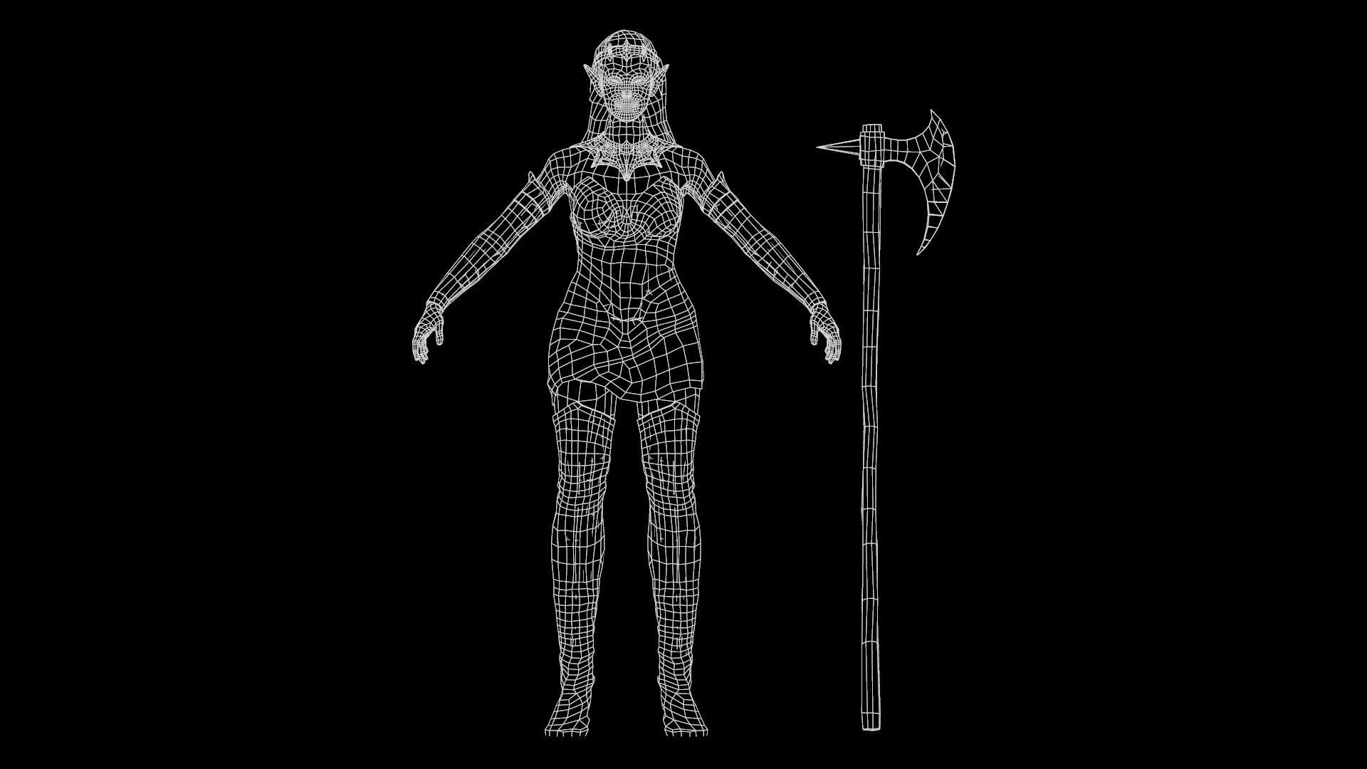 Elf Girl Low-poly 3D model_10