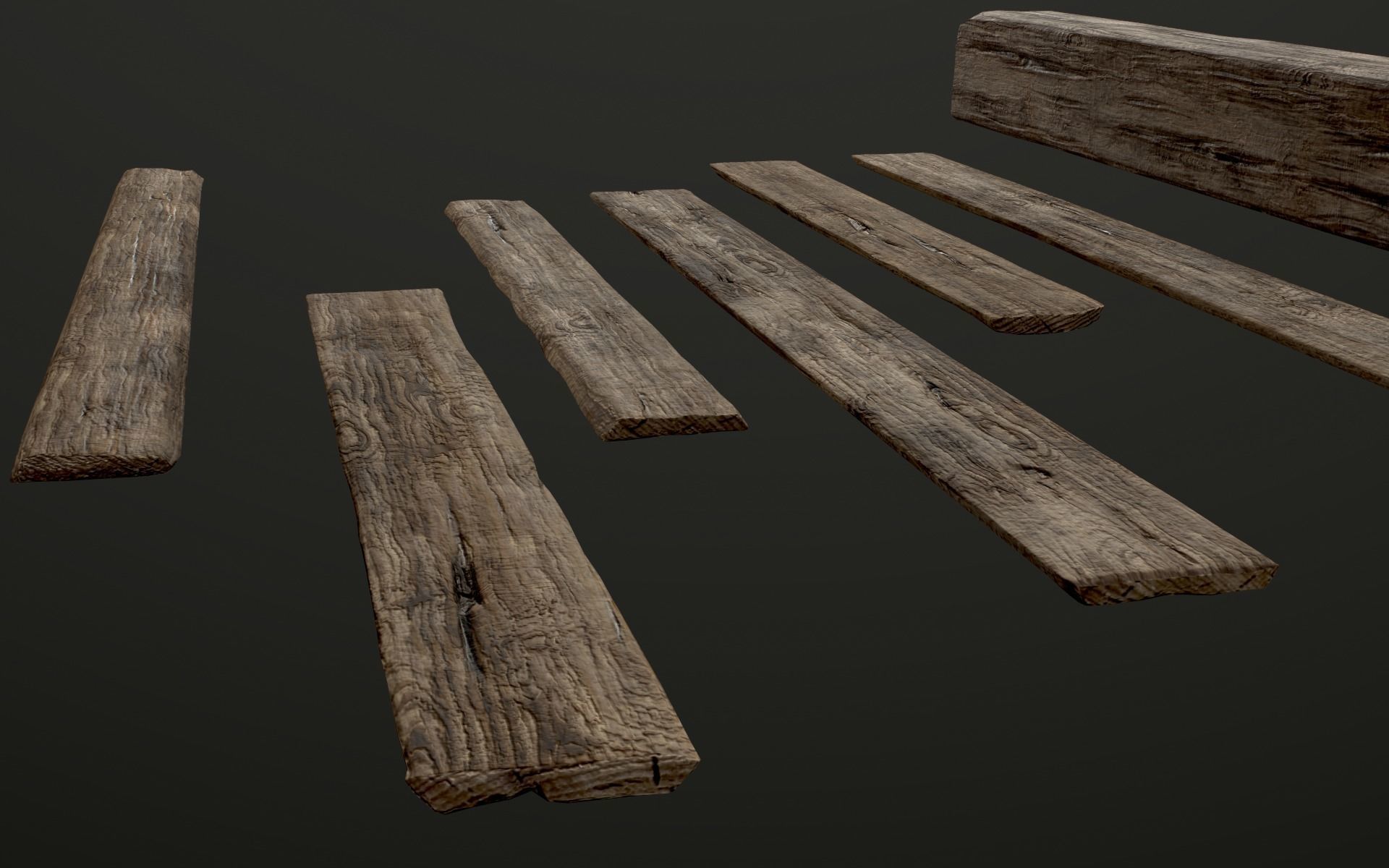 Wooden Planks and Beams - 13 pieces Low-poly 3D model_35