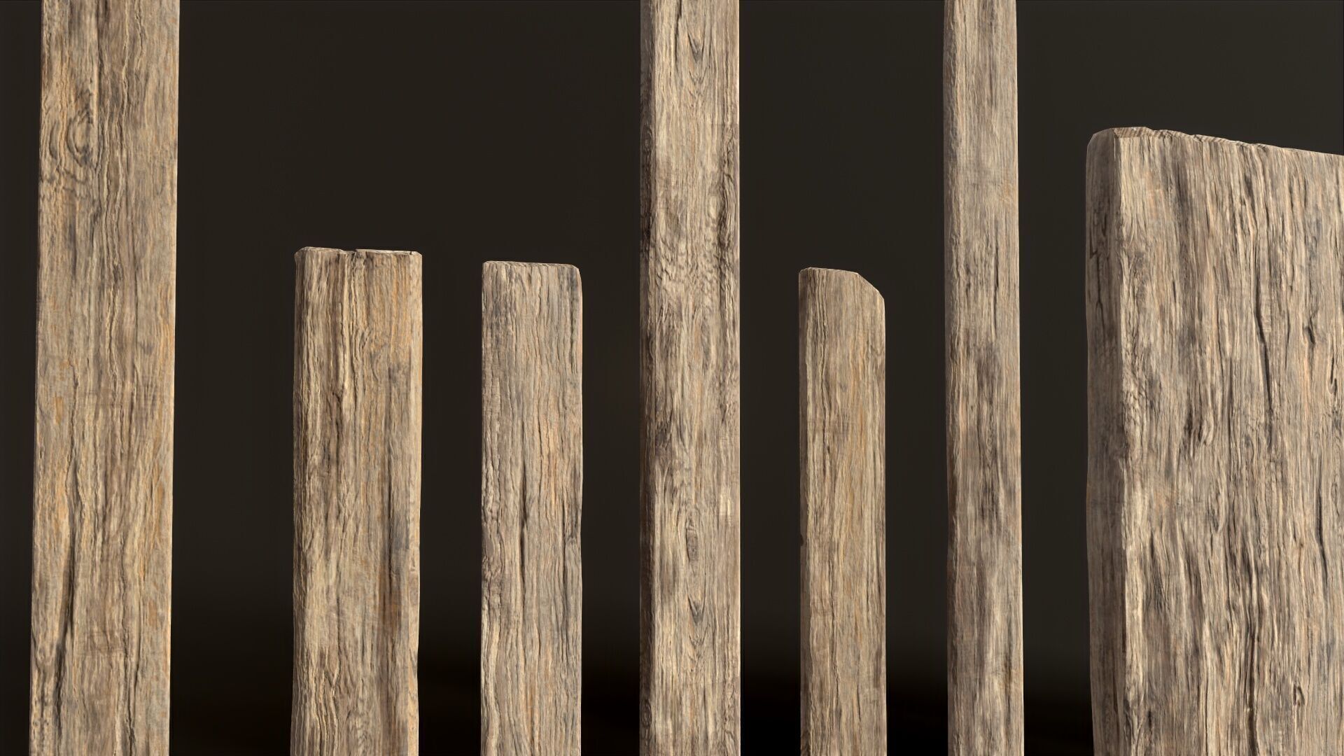 Wooden Planks and Beams - 13 pieces Low-poly 3D model_13