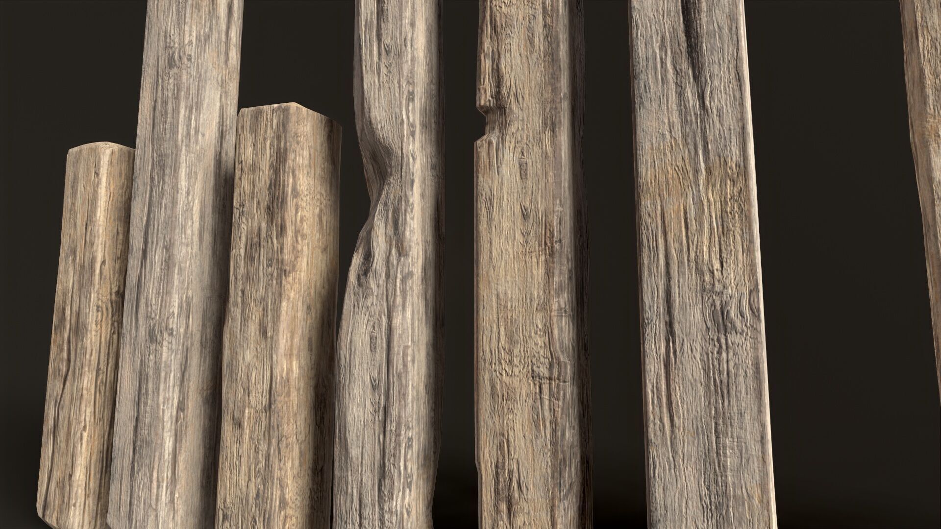 Wooden Planks and Beams - 13 pieces Low-poly 3D model_17