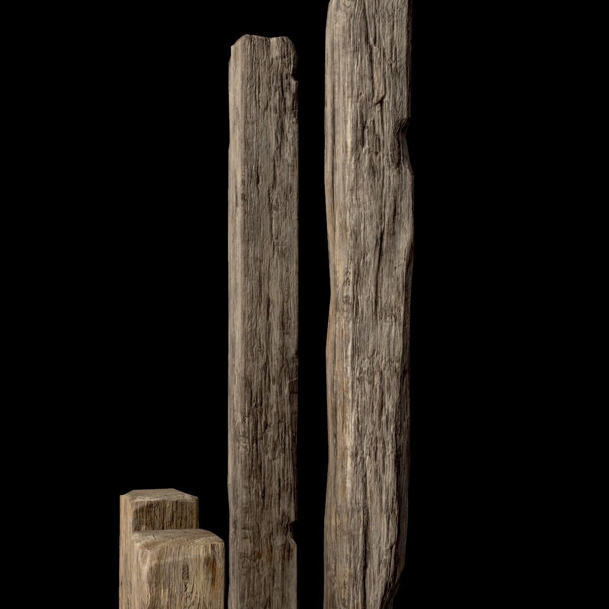 Wooden Planks and Beams - 13 pieces Low-poly 3D model_39
