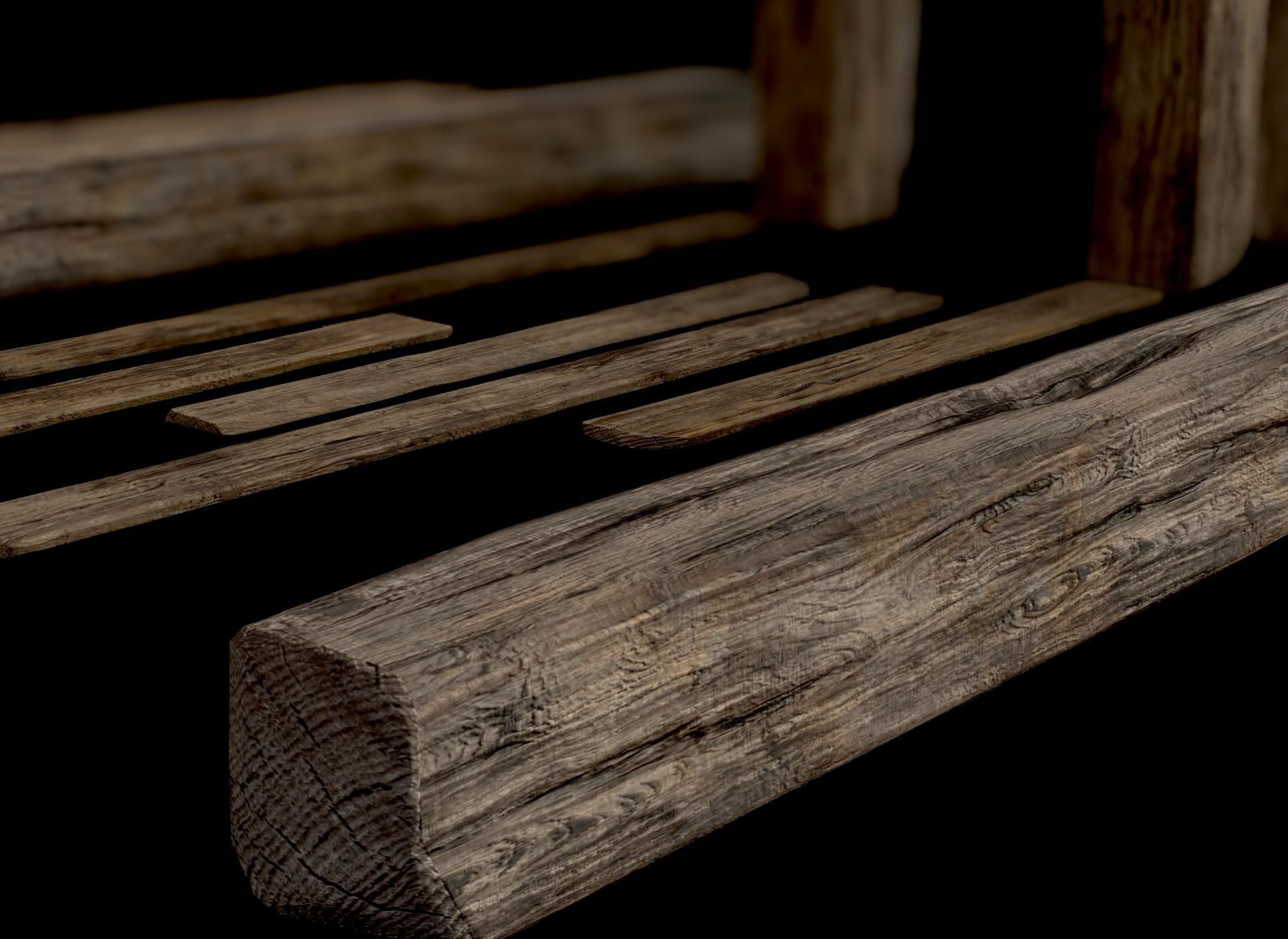 Wooden Planks and Beams - 13 pieces Low-poly 3D model_25
