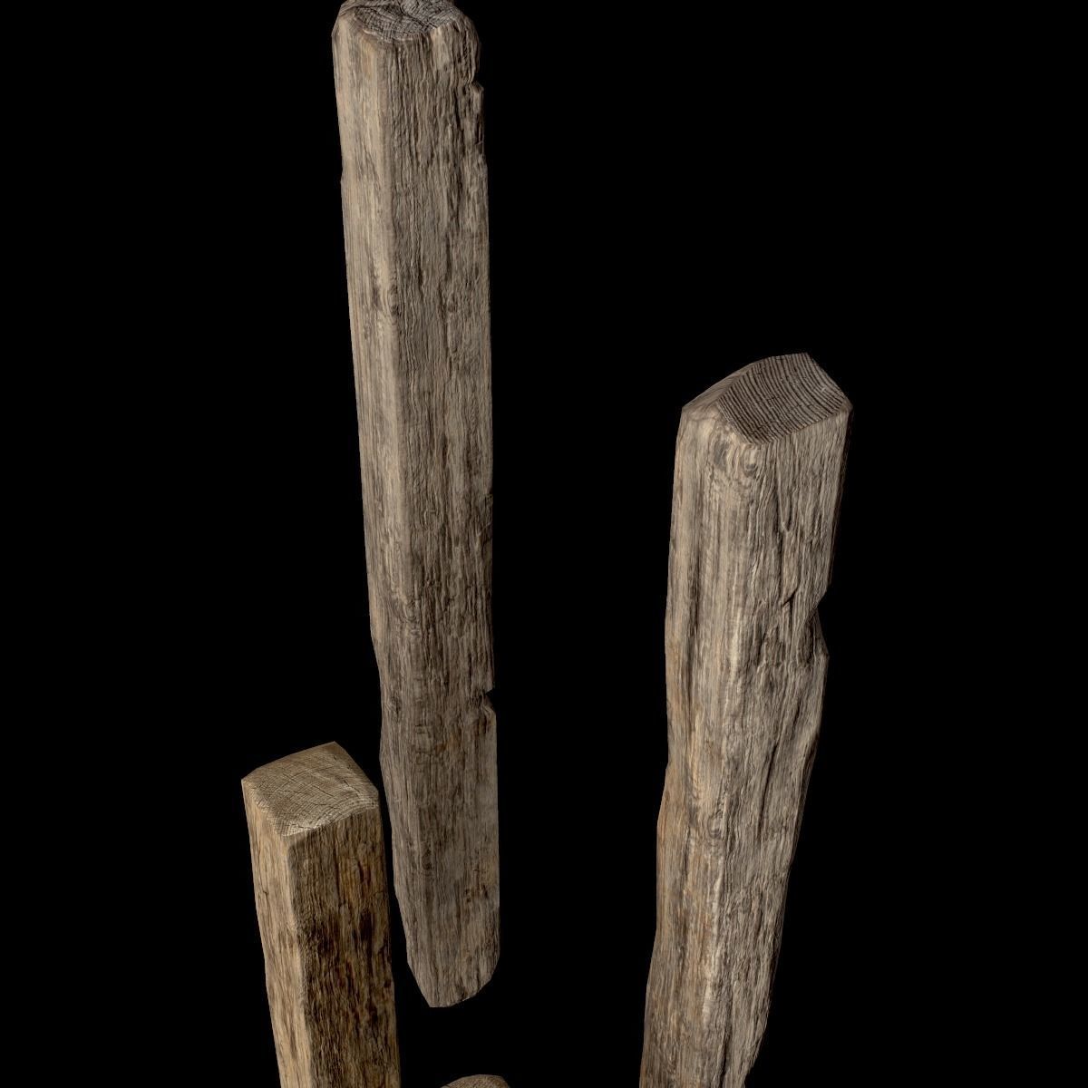 Wooden Planks and Beams - 13 pieces Low-poly 3D model_38