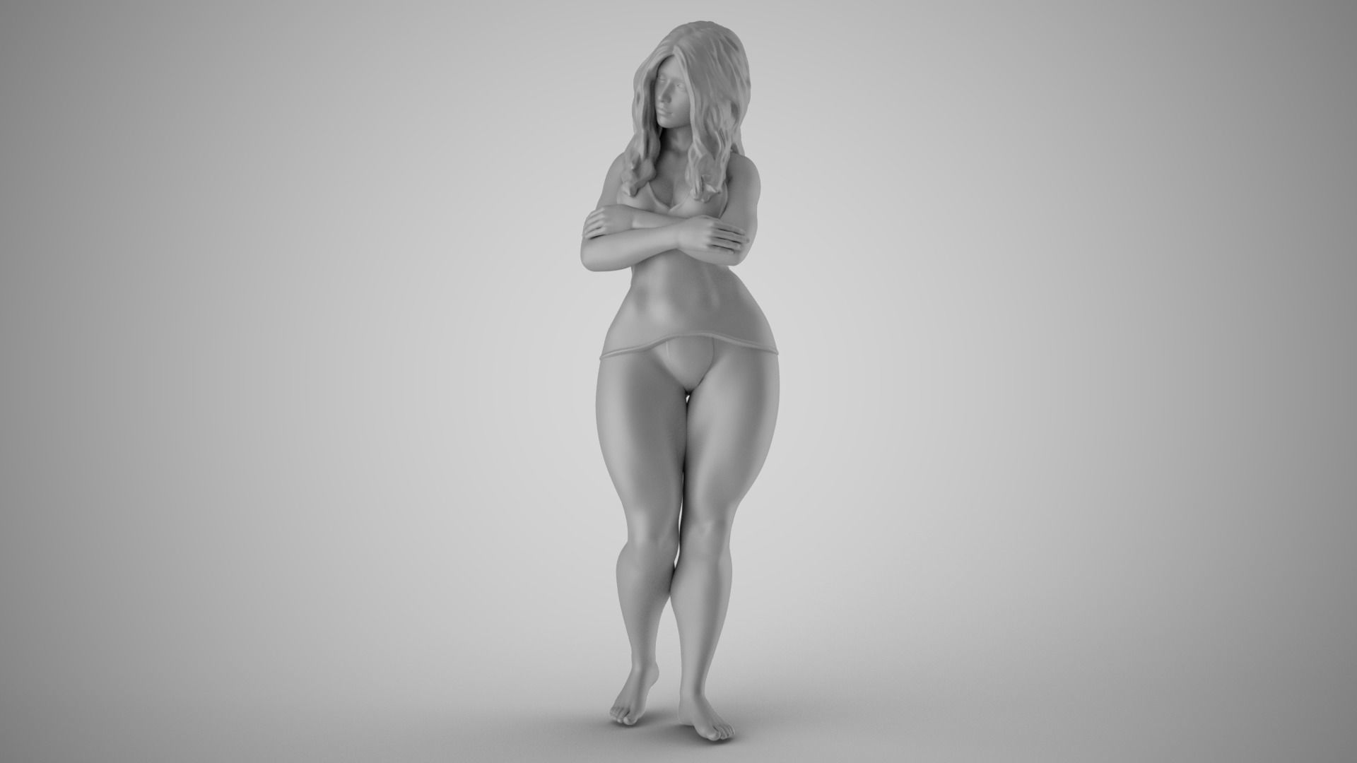Lonely and Bored Girl 3D print model_2