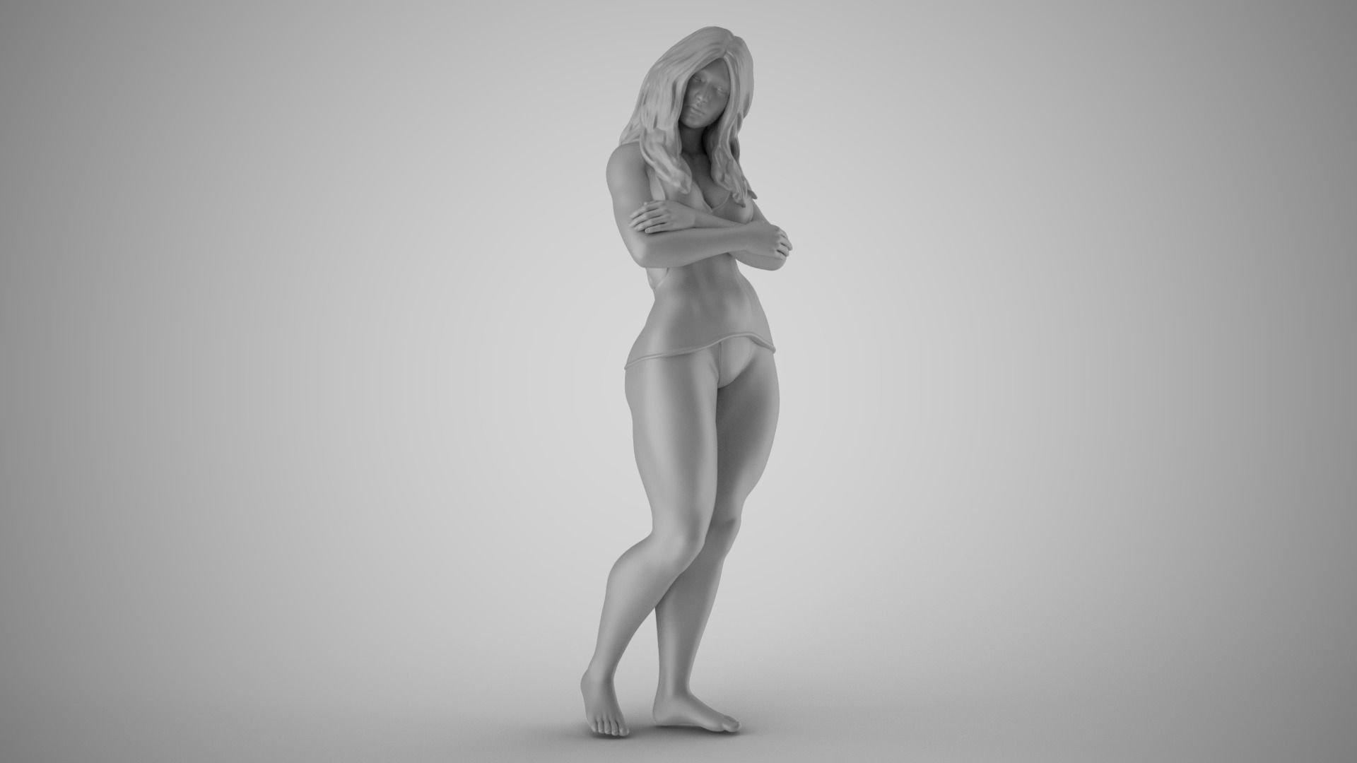Lonely and Bored Girl 3D print model_3