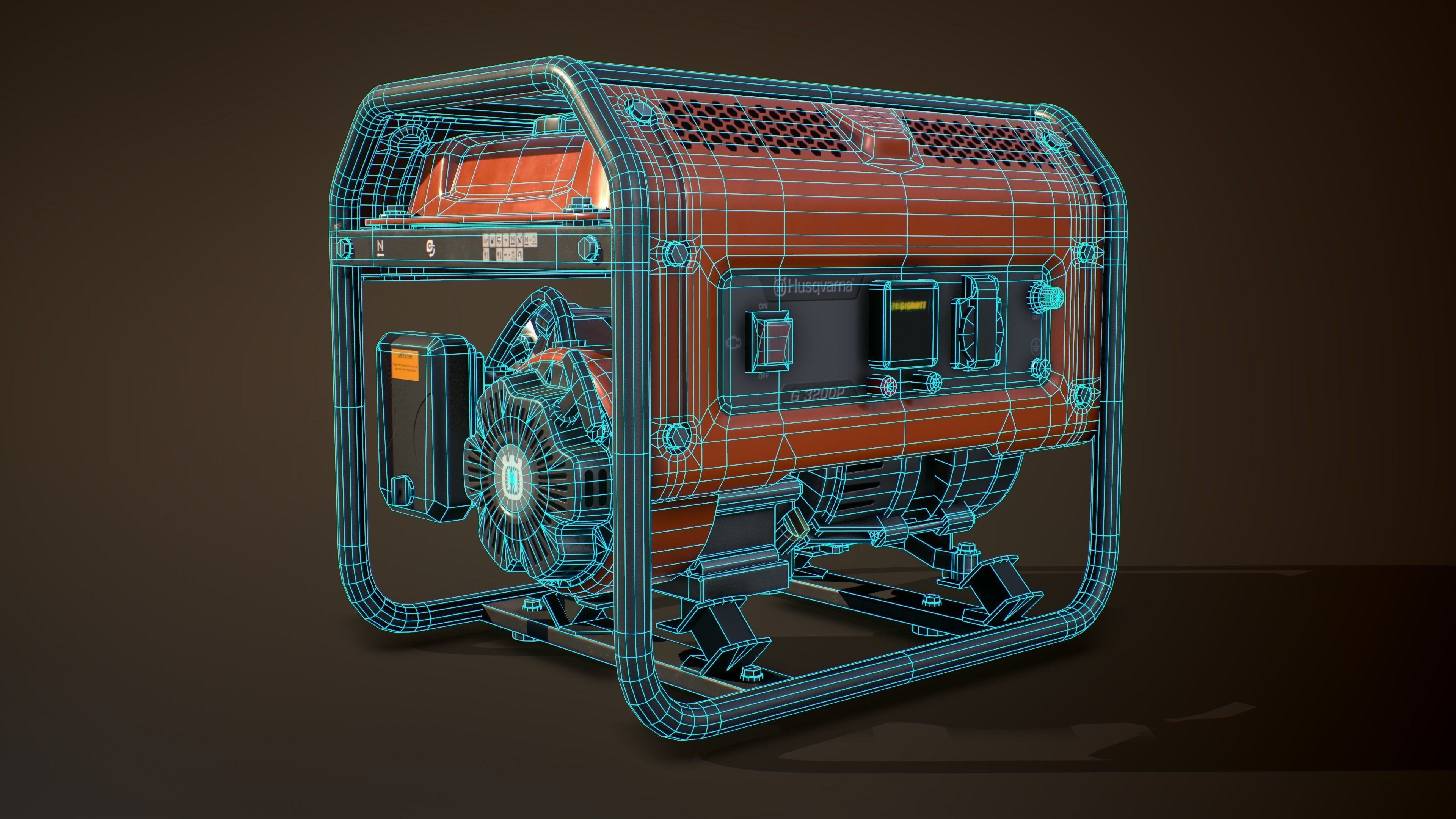 Husqvarna Generator Low-poly 3D model_12