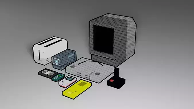 Lowpoly Vintage Game Set