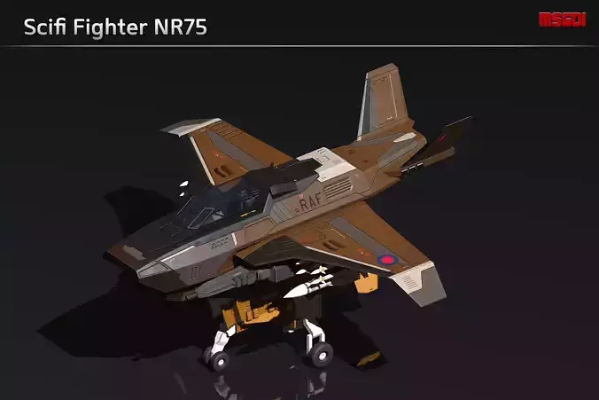 Scifi Fighter NR75 Low-poly 3D model