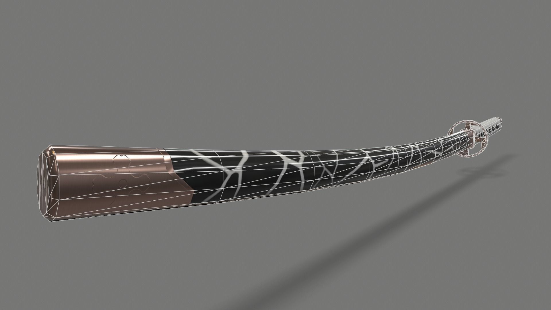 PBR Katana Japanese Sword White Low-poly 3D model_21