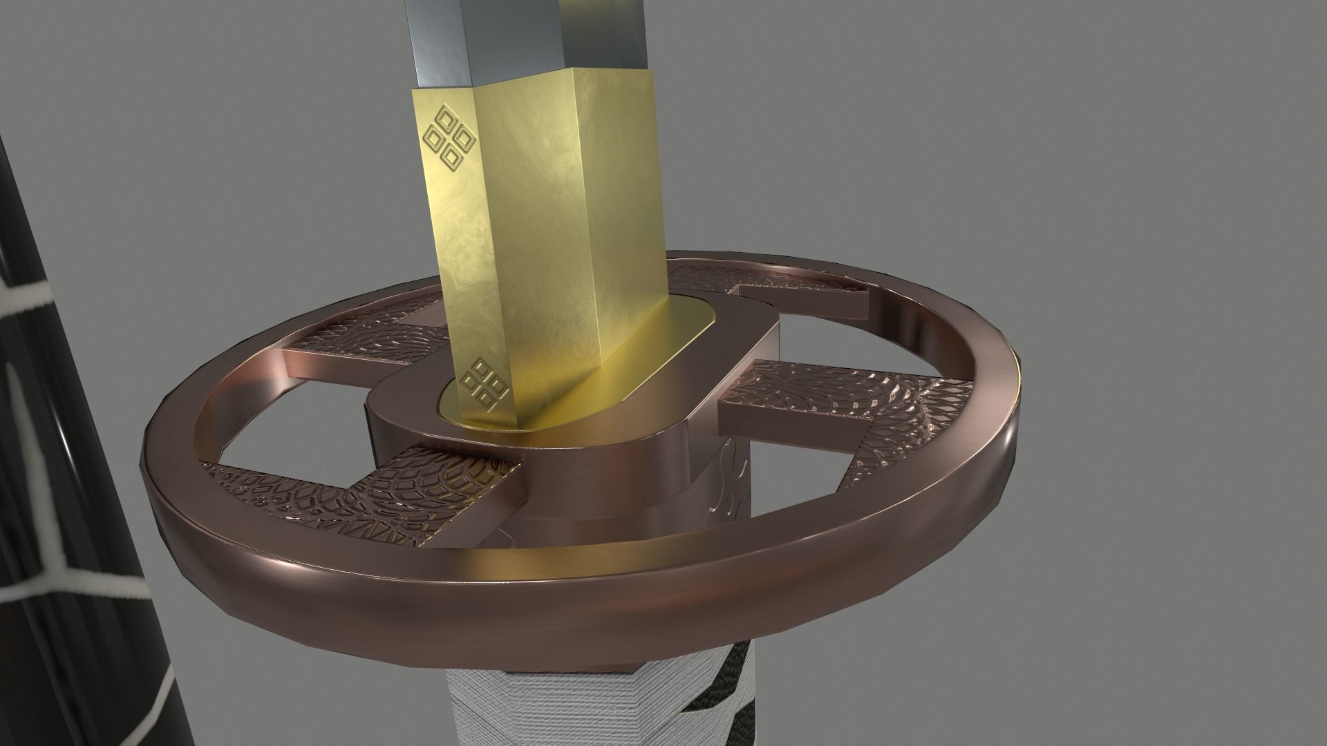 PBR Katana Japanese Sword White Low-poly 3D model_12