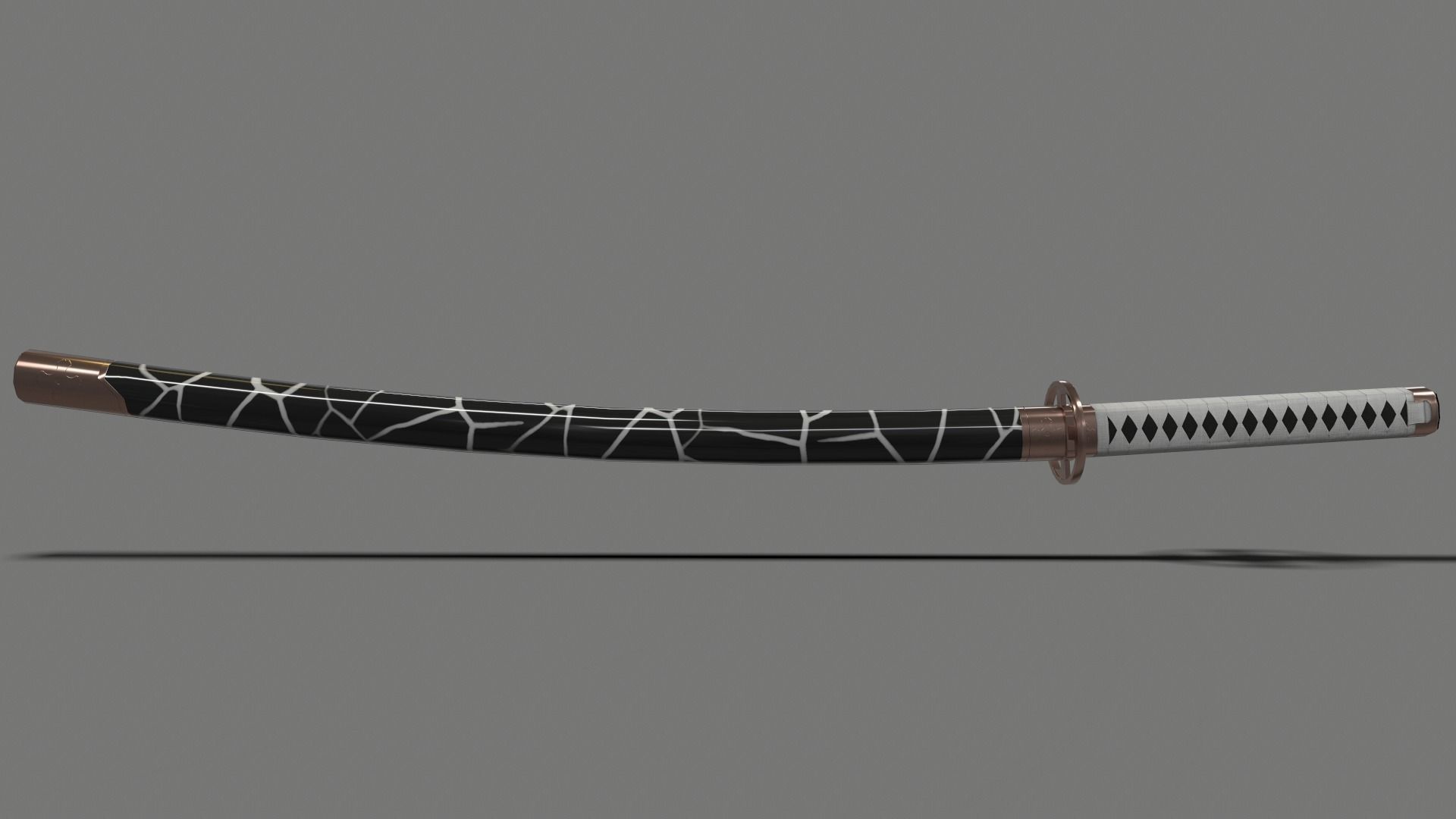 PBR Katana Japanese Sword White Low-poly 3D model_18