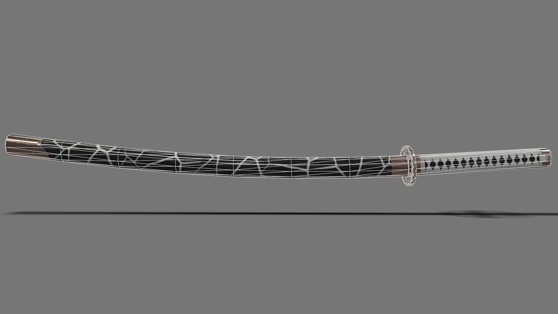 PBR Katana Japanese Sword White Low-poly 3D model_19
