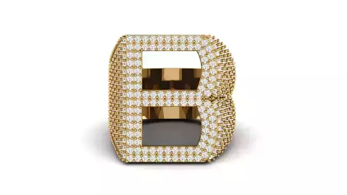 B Letter Diamond  Ring  